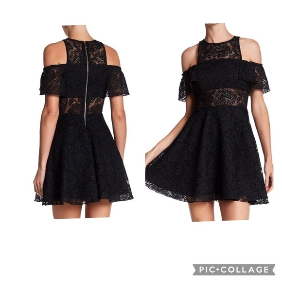 JayGodfrey Lace Cold Shoulder Dress Cut-Out  Black Size 6 - Picture 1 of 9